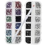 VAGA Nail Art Kit 3000pc Nail Salon Games Rhinestones For Nails 2 Box Sets And 1 White Nail Pen Rhinestone Picker Pencil, A Perfect Addition To Any Acyric Nail Kit Manicure Set Or Nail Stamping Kits