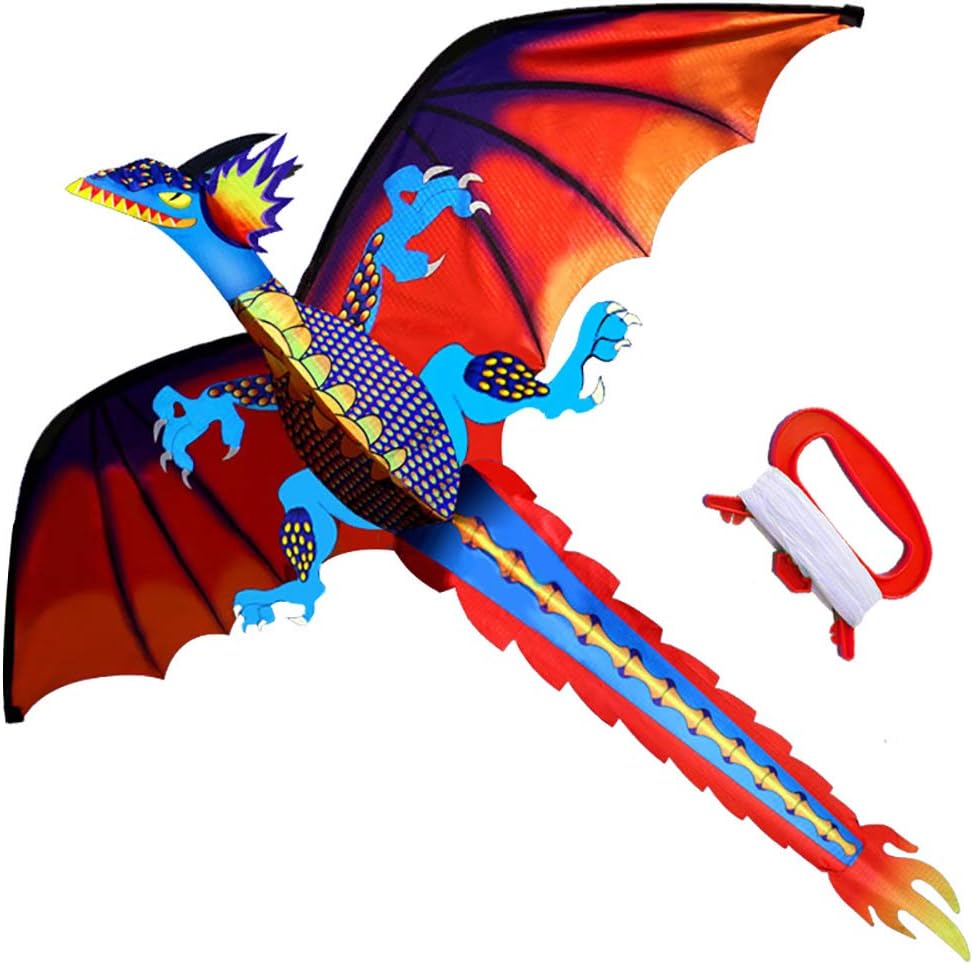 HENGDA KITE-Classical Dragon Kite 55inch x 47inch Single Line with Tail