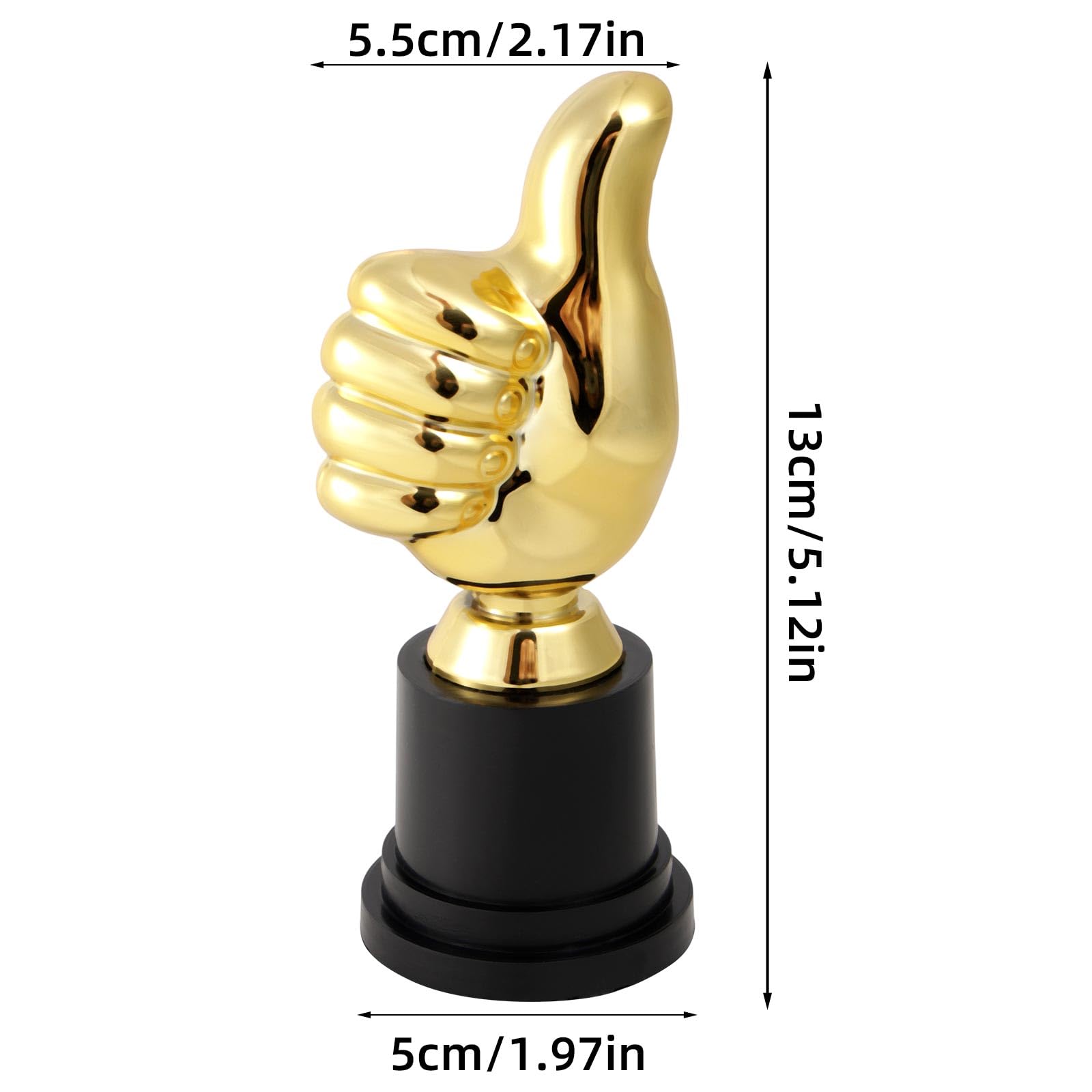 2pz Trofeo Pollice in su Dorato, Incisione da 13cm Divertente Premio per Il Vincitore Realistico Trofeo in Plastica per Celebrazioni Giochi Sportivi Aule Competizioni Premi Regali