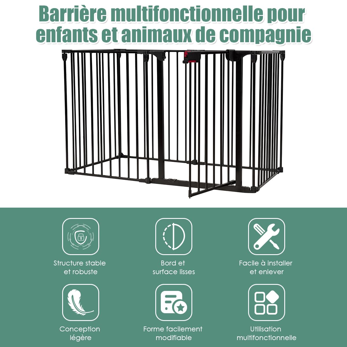 COSTWAY Barrière de Sécurité pour Enfants ou Animaux de Compagnie, Clôture de Cheminée en Acier, Pare-Feu de Cheminée à 6 Pans, Chauqe Pièce 61 x 74 CM (Noir)