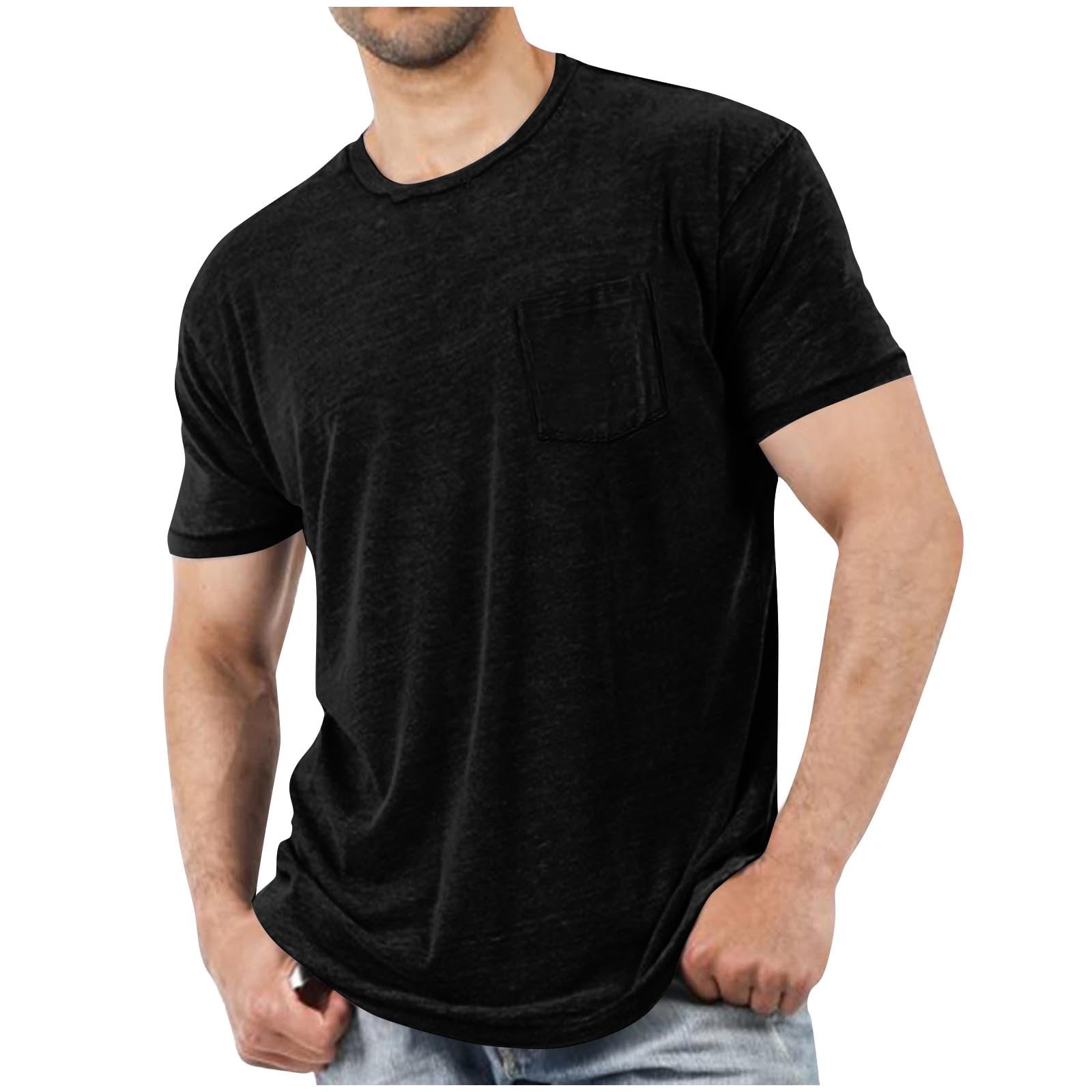 Plain Fitted Tshirts for Men Muscle Short Sleeve Shirt Crew Neck T Shirts Casual Tops Basic Tees Breathable
