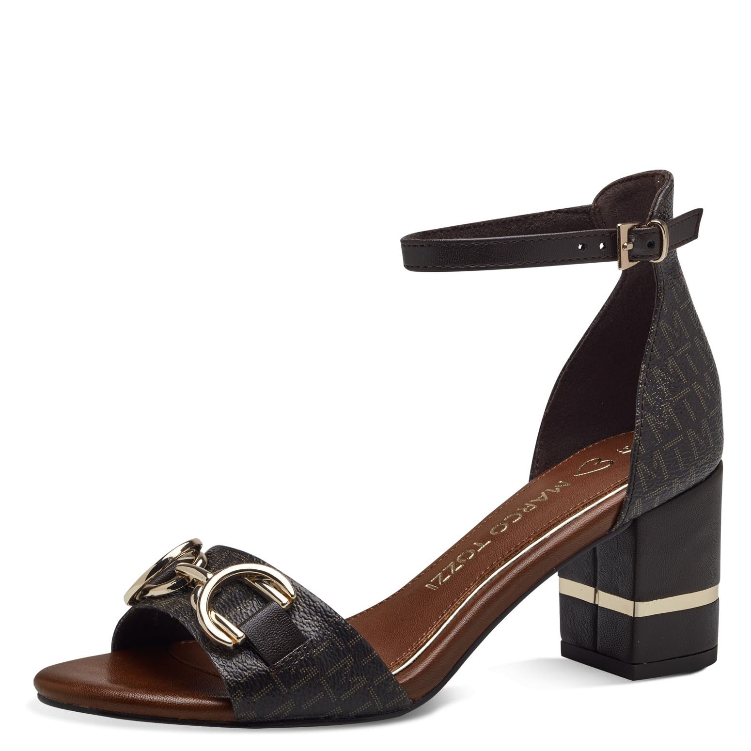 MARCO TOZZI Damen Sandalen mit Absatz mit Verstellbarem Riemen Vegan