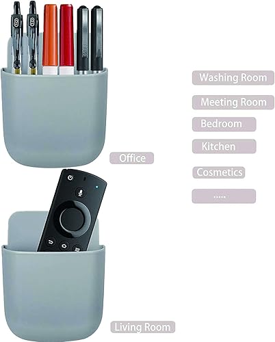 Miniatura 4 de Soporte de pared para control remoto, organizador de teléfono y bolígrafo, caja de almacenamiento de medios adhesivos, 4 piezas para la oficina en