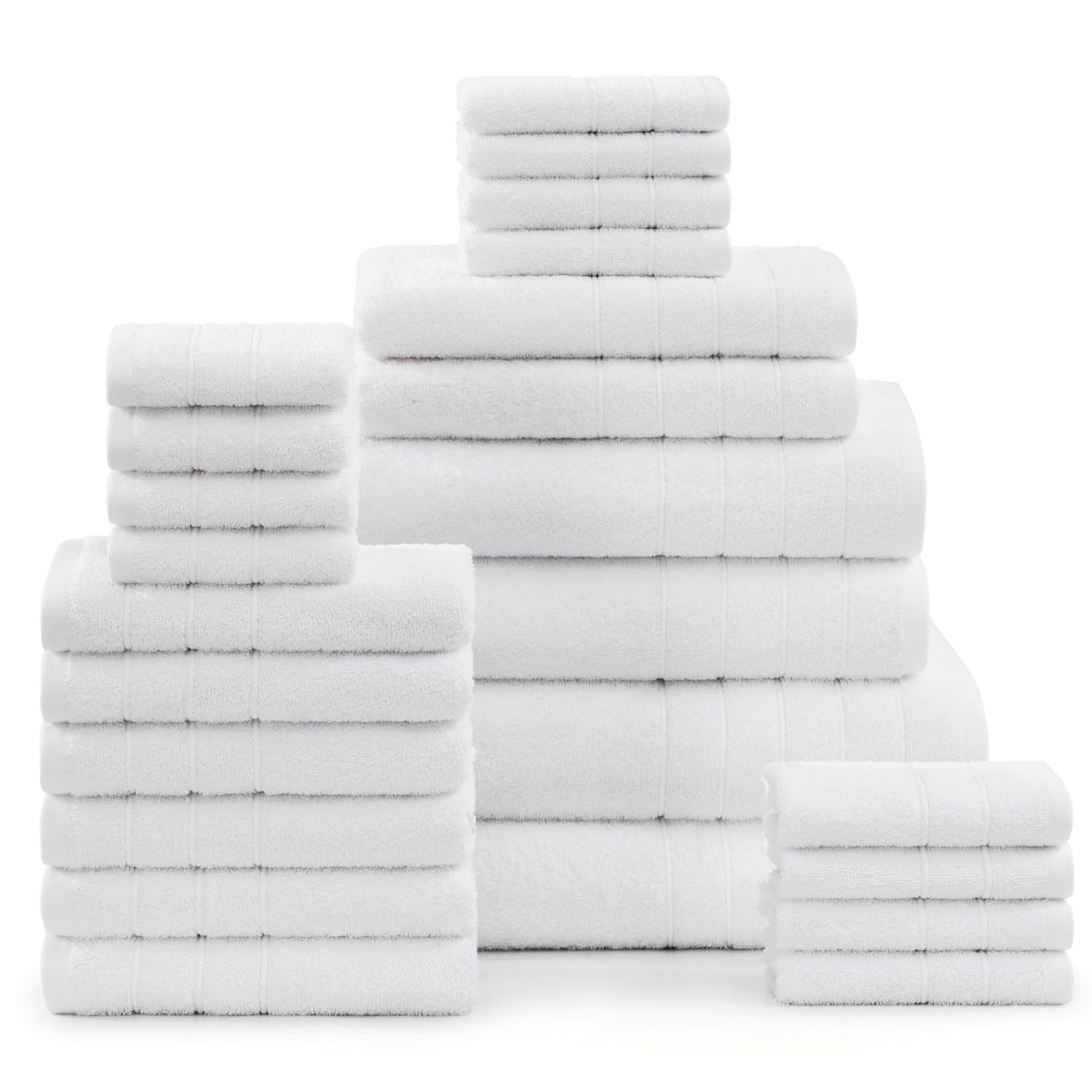 Casa Platino 24 Piece Cotton Towel Set – Ring Spun, Soft & Absorbent Towels, Full Bathroom Set with Bath Sheets, Hand Towels, Gym Towels & Washcloths,
