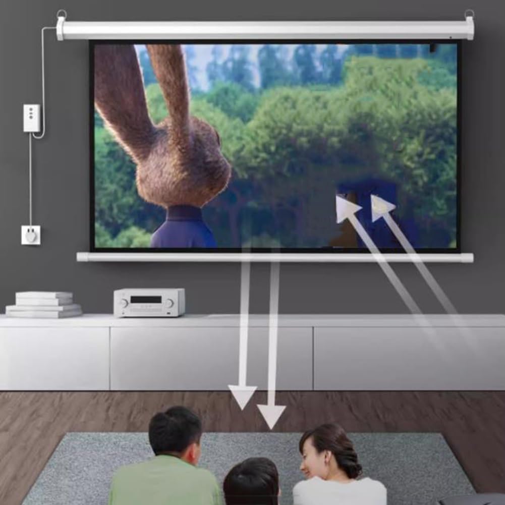 Schermo per Proiettore Motorizzato con Telecomando,Schermo di Proiezione Elettrico Automatico da 60 Pollici,Schermo per Film 4K HD per Cinema a Casa e Ufficio(16:9)