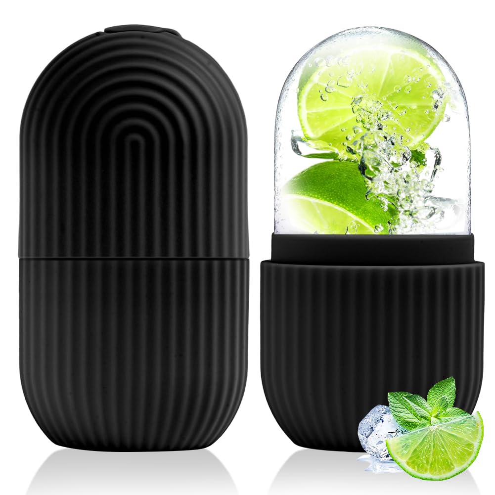 flintronic Ice Face Roller, silikonowy wałek do lodu, wielokrotnego użytku, narzędzia do pielęgnacji skóry dla jędrnej skóry, minimalizują linie oczu, rozjaśnia twarz (czarny)