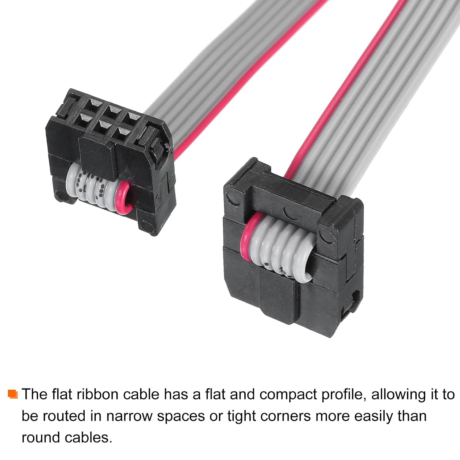 MECCANIXITY IDC 6Pin Flat Ribbon Cable, 2.0mm Pitch FC to FC Connector 20cm Length Grey Jumper Wire for Computer LED Display DVD, 5Pcs