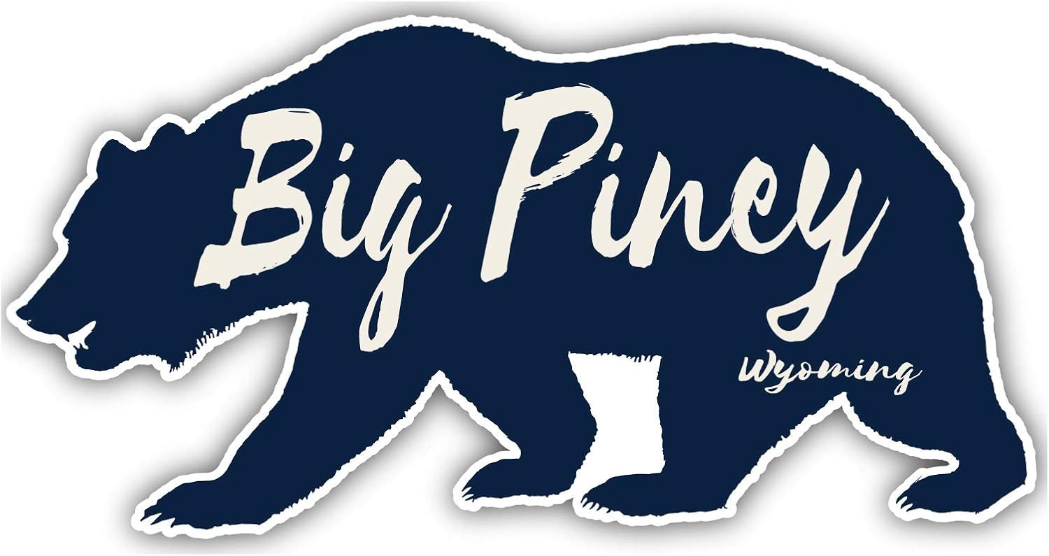Big Piney Wyoming Souvenir 3x1.5Inch Vinyl Decal Sticker Bear Design Home & Kitchen