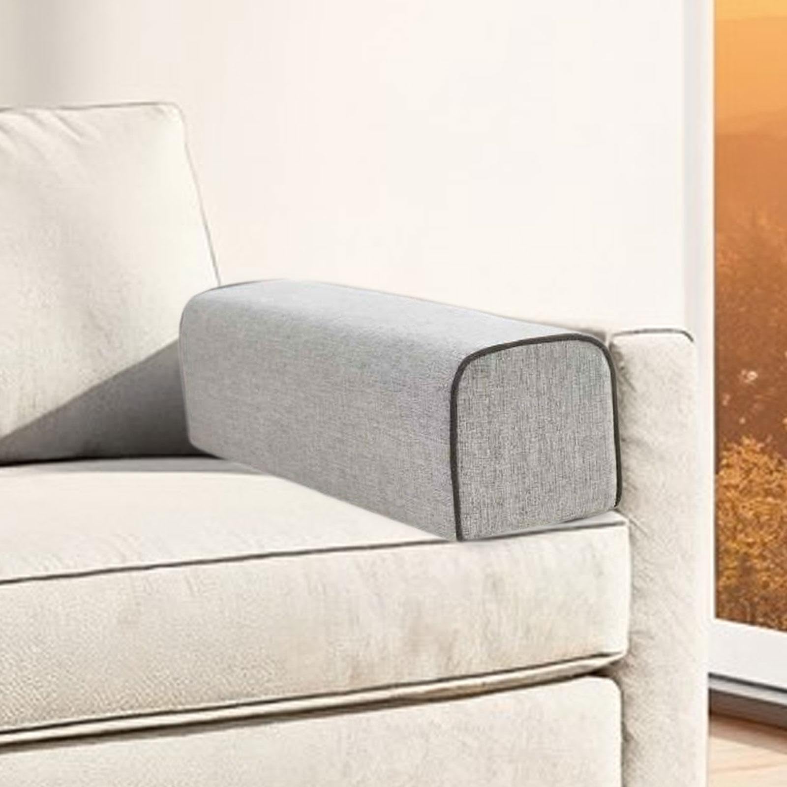 predolo Coussin d'accoudoir en Lin, Coussin d'accoudoir de Canapé, Support Oreiller en Mousse Haute Densité pour Canapé, Ergonomique, Facile à Transporter, Coussin Lombaire avec Fermeture, Gris