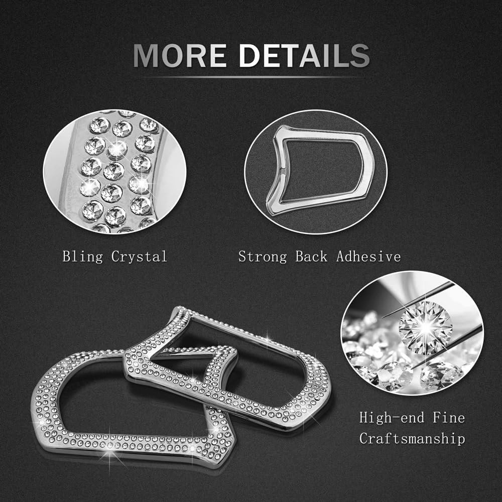 for Honda CR-V CRV Bling Accessories 2026 2025 2024 2023, for Honda CR-V Bling Accessories, for Honda CRV Accessories, Steering Wheel Button Caps, Chrome, Silver, 2 Pack