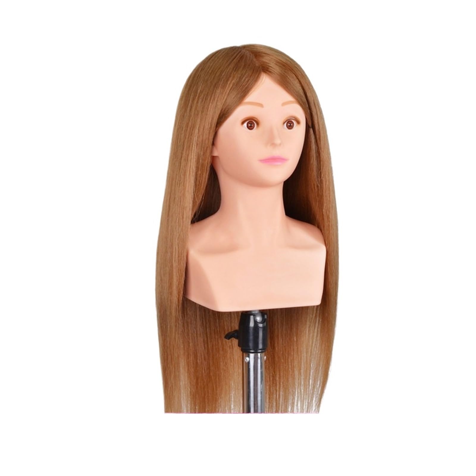 Training Mannequin Head Wig with Shoulder 24'' 80%Real Hair Hairstyles Hairdresser Practice Traning Braiding(80Real Hair Gold)
