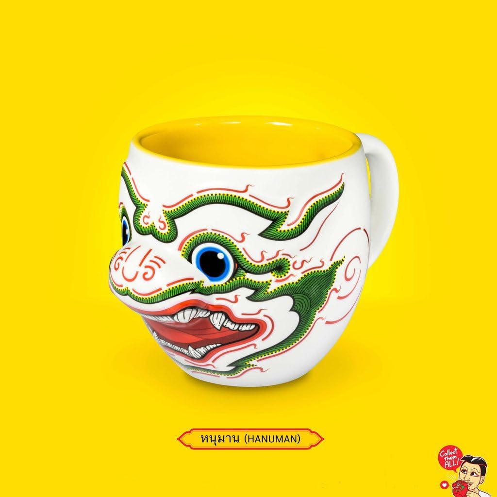 Coffee & Tea Ceramic Mug Ramayana Thai Style Gift โ White