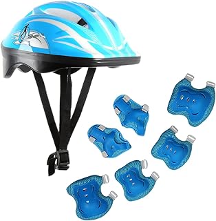 Juego de 7 piezas de casco ajustable para niños y equipo de protección, rodilleras, coderas, muñequeras para niños, juego de rodilleras para patinaje