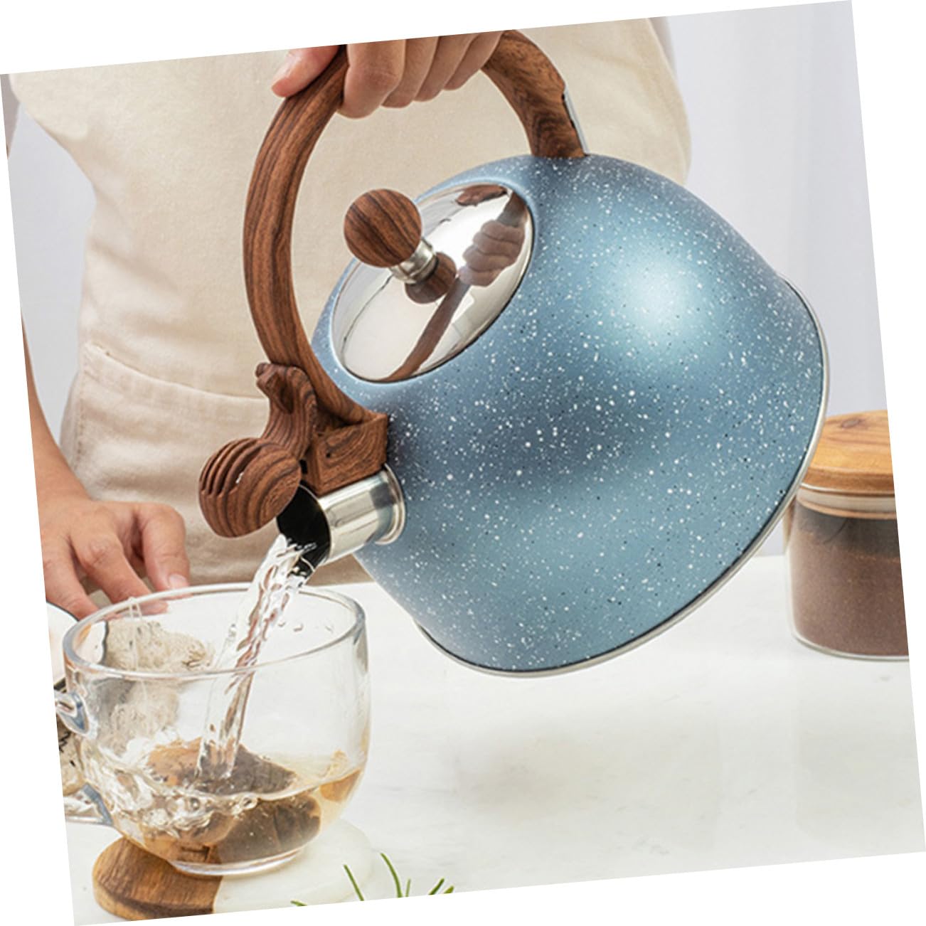 Pfeifender Teekessel 2, 5 L Blau aus Edelstahl und Kunststoff | Großes Fassungsvermögen, Hohe Temperatur und Korrosionsbeständigkeit, ein Stück Modell