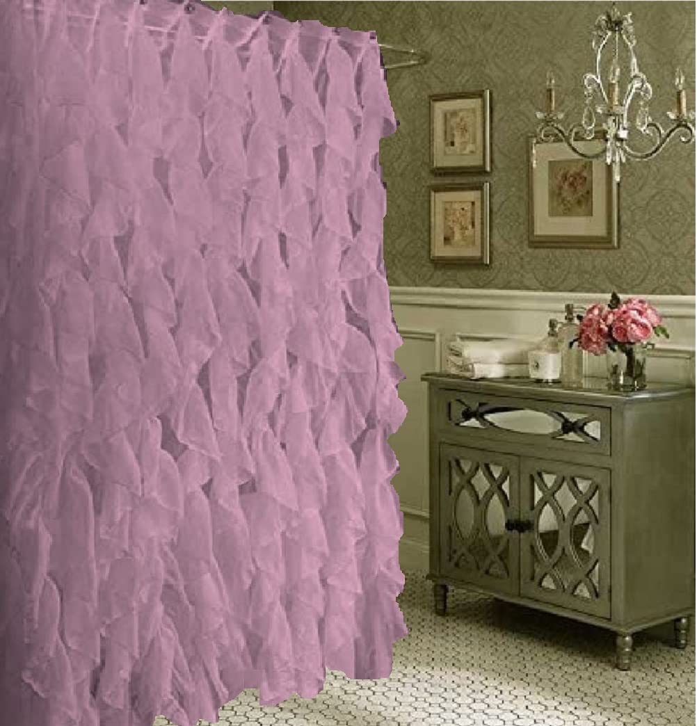 LORRAINE HOME FASHIONS, Dusty Lavender Cascade Voile Shower Curtain