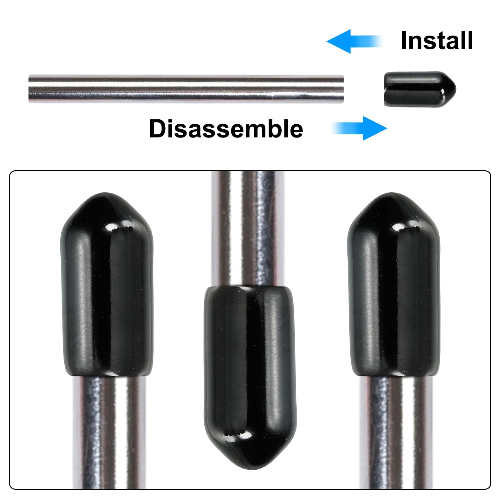 Uxcell 100pcs Round Rubber End Caps 8.5mm ID Bolt Covers Caps Vinyl Rubber Flexible Screw Thread Protectors For Metal Tube Rod Bolts White