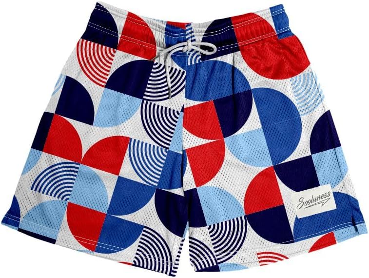 Men's Graphic Mesh Shorts Cool Retro Basketball Running Athletic Shorts Drawstring Waist Casual Track Shorts