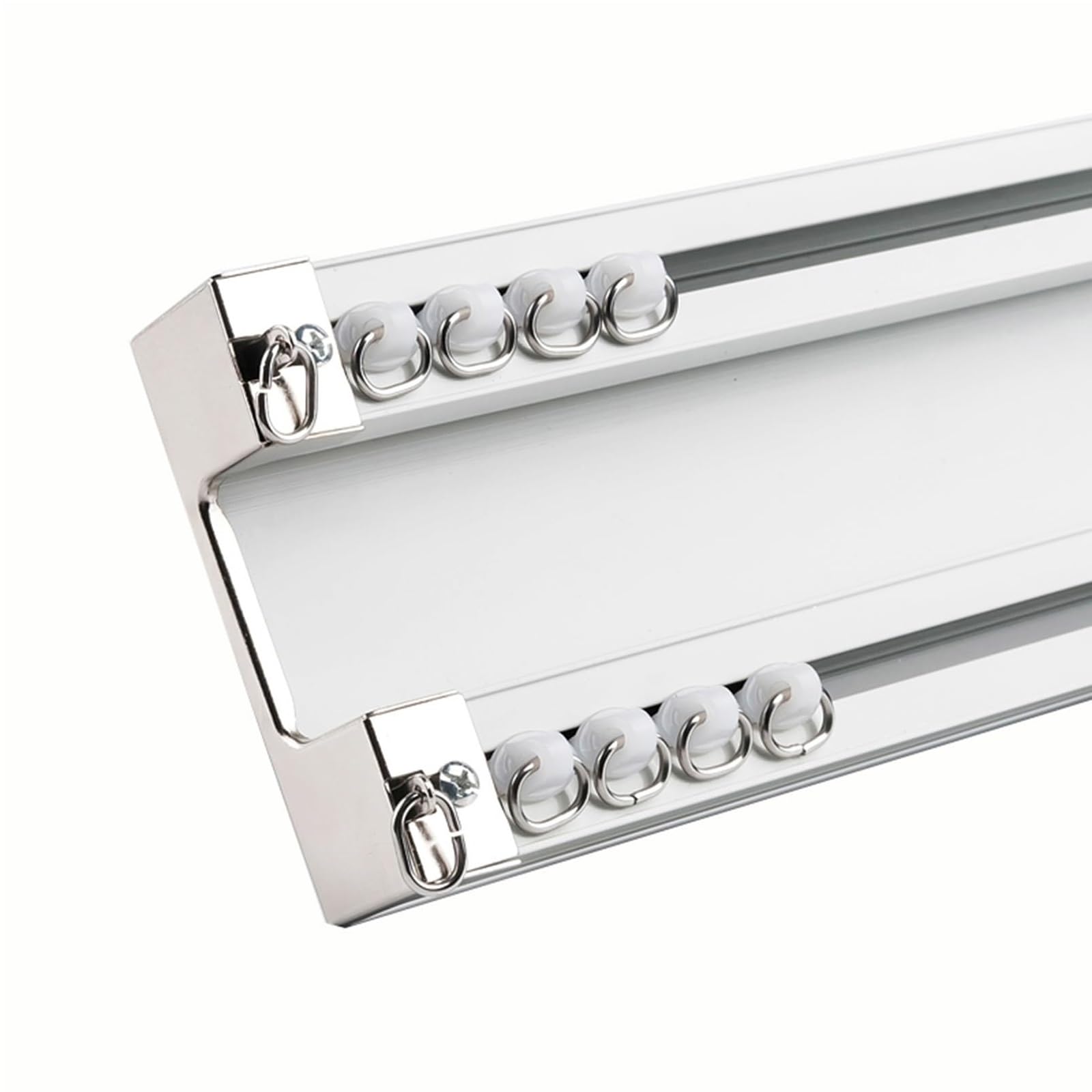 Ceiling Curtain Double Track 70-600cm Heavy Duty Ceiling Track Aluminium Room Divider Curtain Rail For Privacy Living Room Bedroom Hospital(White,3.0m/9.8ft)