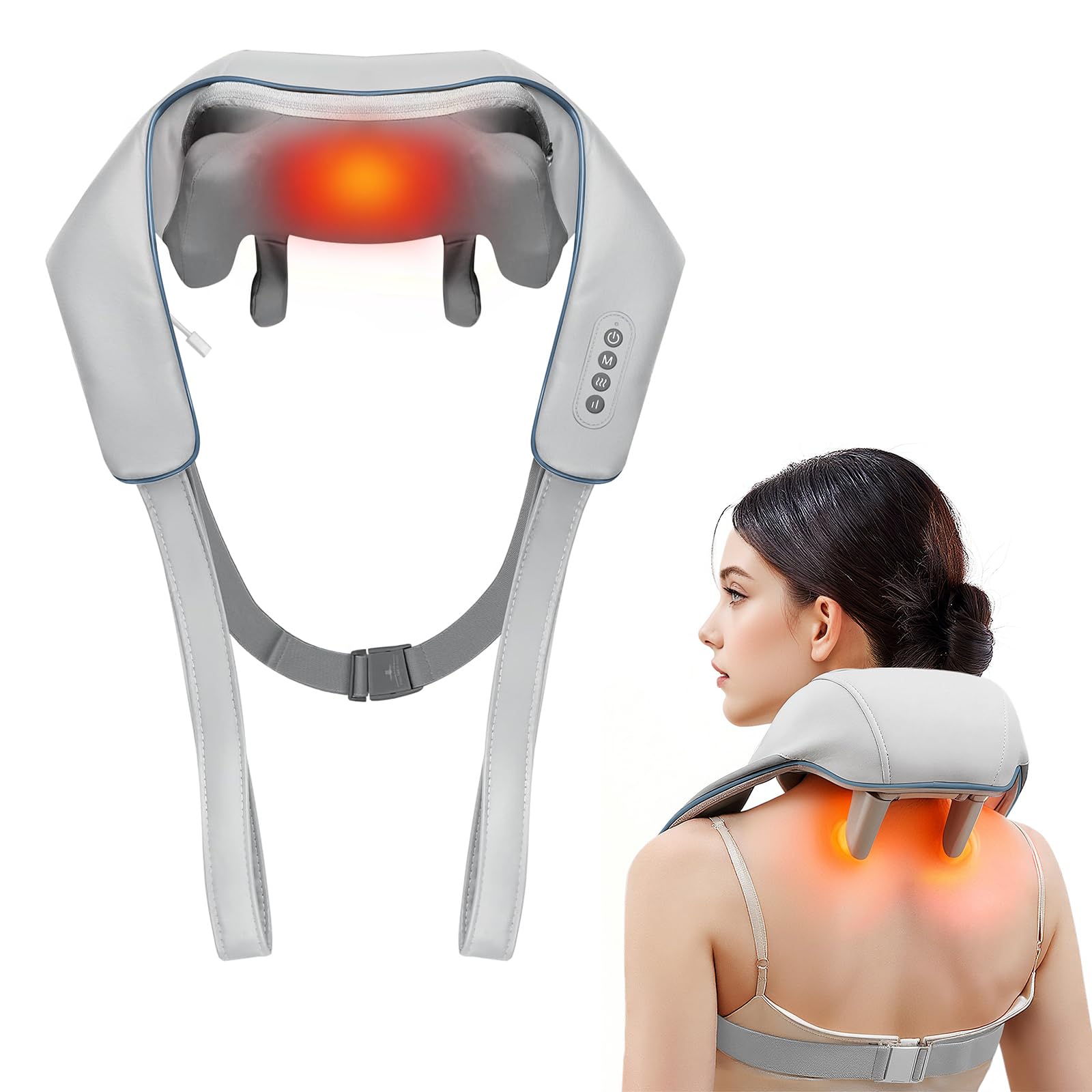 Masajeador de Cuello y Espalda, Masajeador Electrico Inalámbrico con Calor
