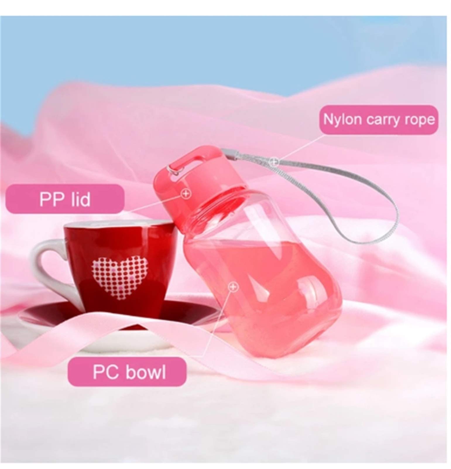 Mini Bottiglia d'Acqua a Forma di Cartone Animato in plastica My Kids Bottiglia per Bevande in Cristallo Shaker per proteine Sportive Portatili Tazza per Mano in Corda per Studenti 180ML