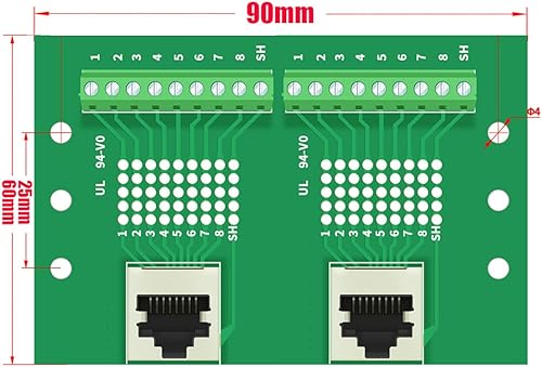 Miniatura 5 de Jienk Placa de ruptura del conector Ethernet del montaje en carril DIN RJ45 8P8C, conector de bloque de terminales vertical RJ45 de dos vías con