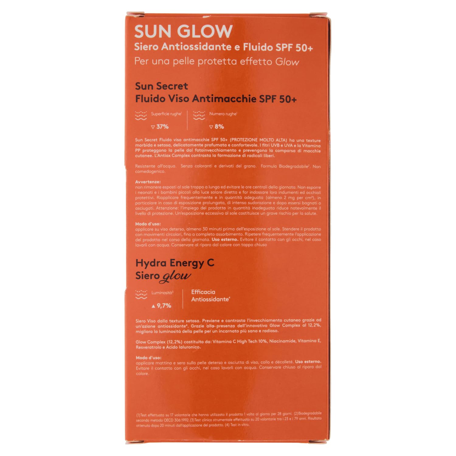 Korff Kit Sun Glow, Siero Viso Antiossidante con Vitamina C e Fluido Solare Viso Antimacchie SPF 50+, Effetto Illuminante, Routine Viso Protezione