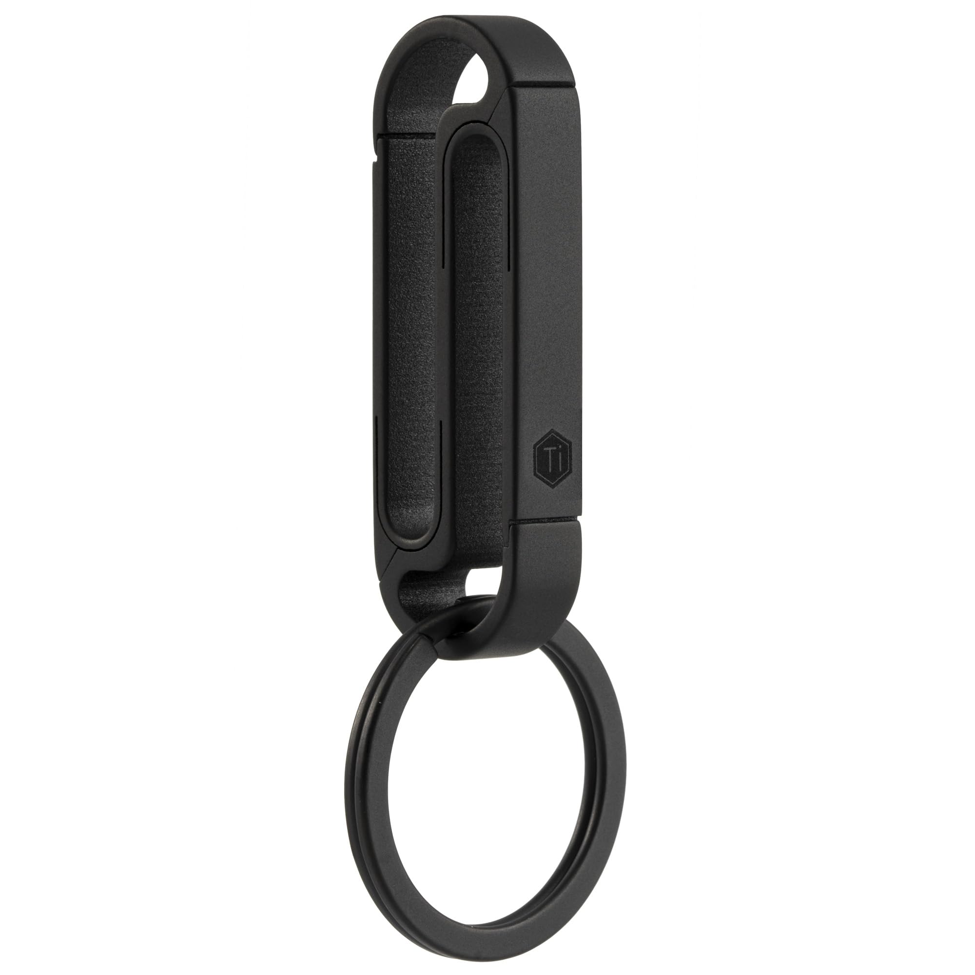 Keyunity Unisex Km10 (Pvd Black) Km10 Heavy Duty Belt Key Holder With Metal Key Rings, Titanium Men Keychain Carabiner Key Holder Clip (Black)