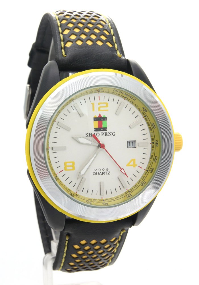 Men Multicolour Genuine Leather Watchband White Dial Waterproof Date Analog Quartz Watches