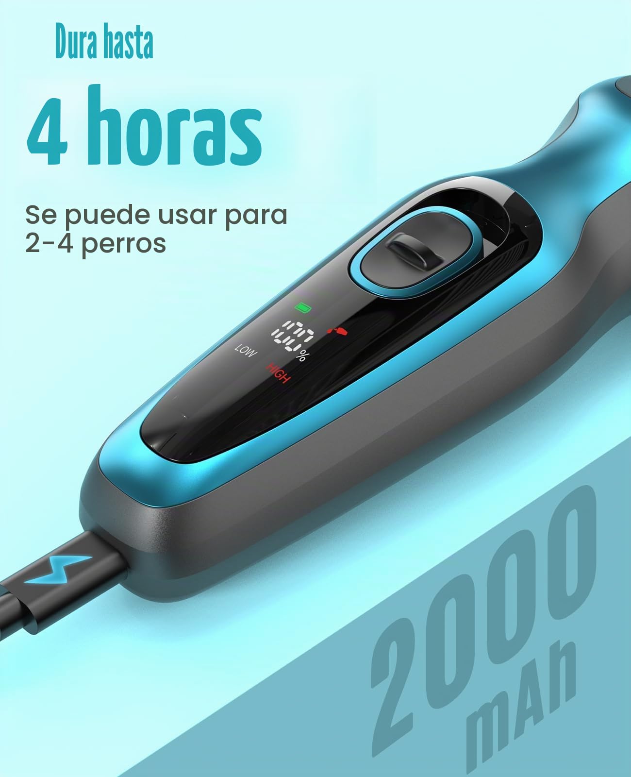 oneisall Cortapelos profesionales para pelo grueso, cortaúñas para perros para cacapú, cortadora de aseo de perros resistente con hoja de metal desmontable, cortadora inalámbrica para mascotas