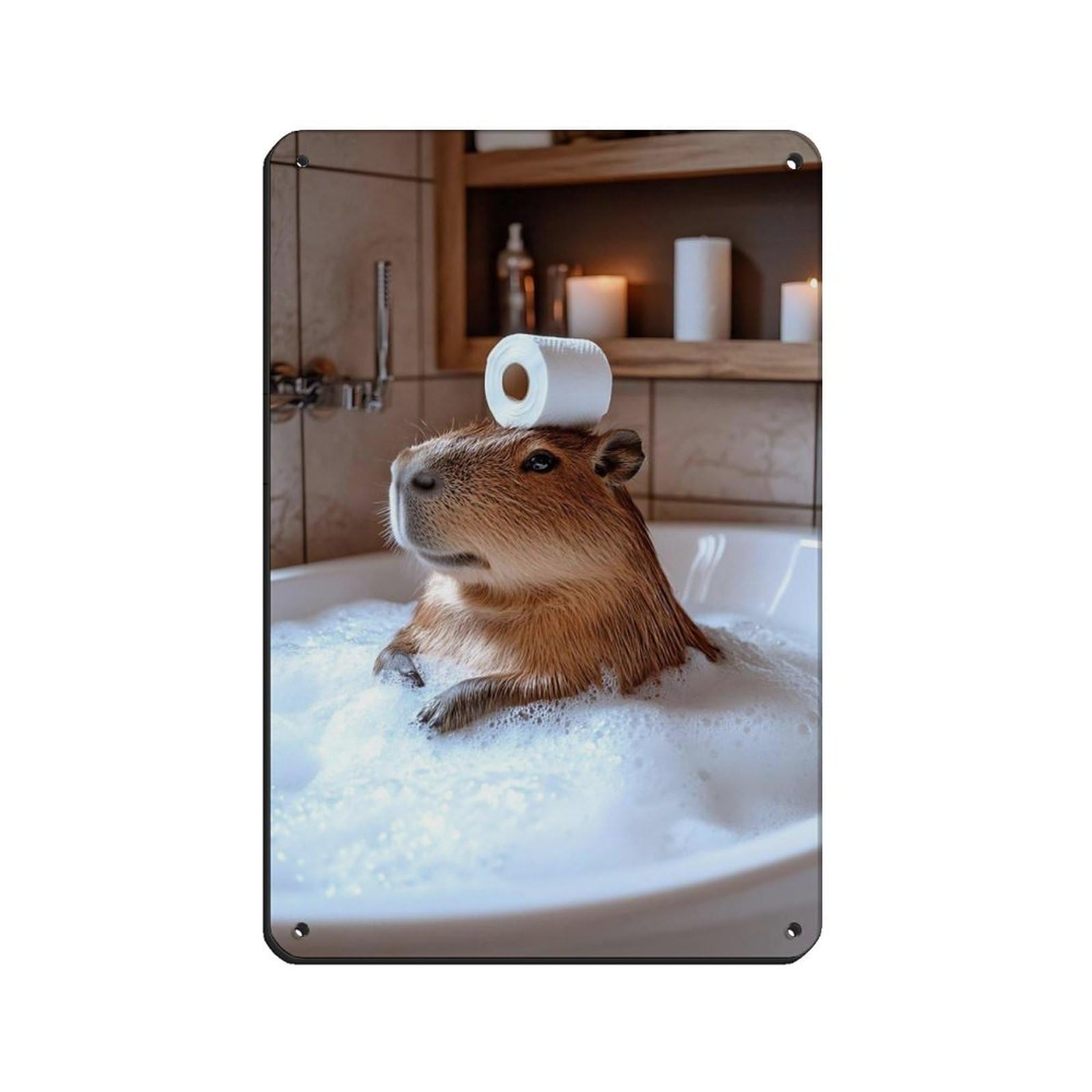 Lxwnze 20L X 30W Cm Funny Capybara Bathroom Art Tin Sign Vintage Metal Pub Club Cafe Bar Home Wall Art Decoration Poster Retro 8X12inch(20X30cm)
