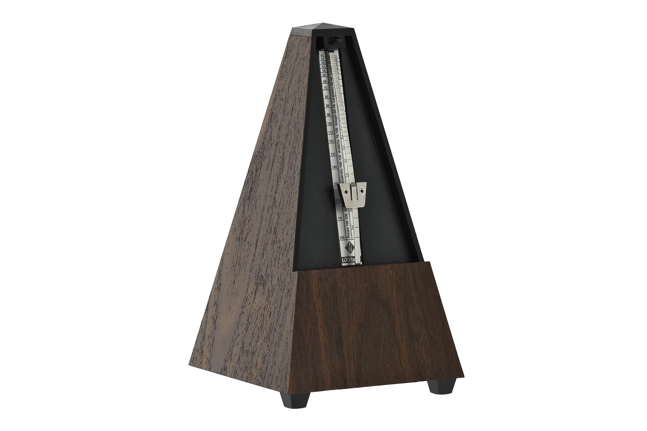 Wittner Metronome Taktell Forme Pyramide Système Maelzel Série 800K - Sans cloche - Avec couvercle en plexiglas - Mécanique à remonter - Pas de piles nécessaires - Fabriqué en Allemagne