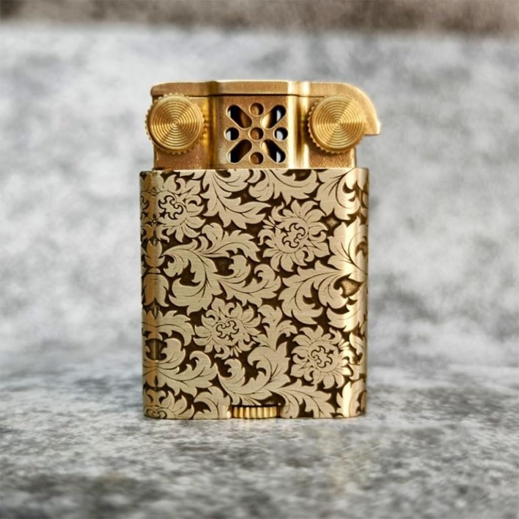 Purely Handmade Kerosene Copper Lighter, Retro Pattern Design, Old Windproof Antique Lighter, Men's Cool, High-End Business Gift Collection