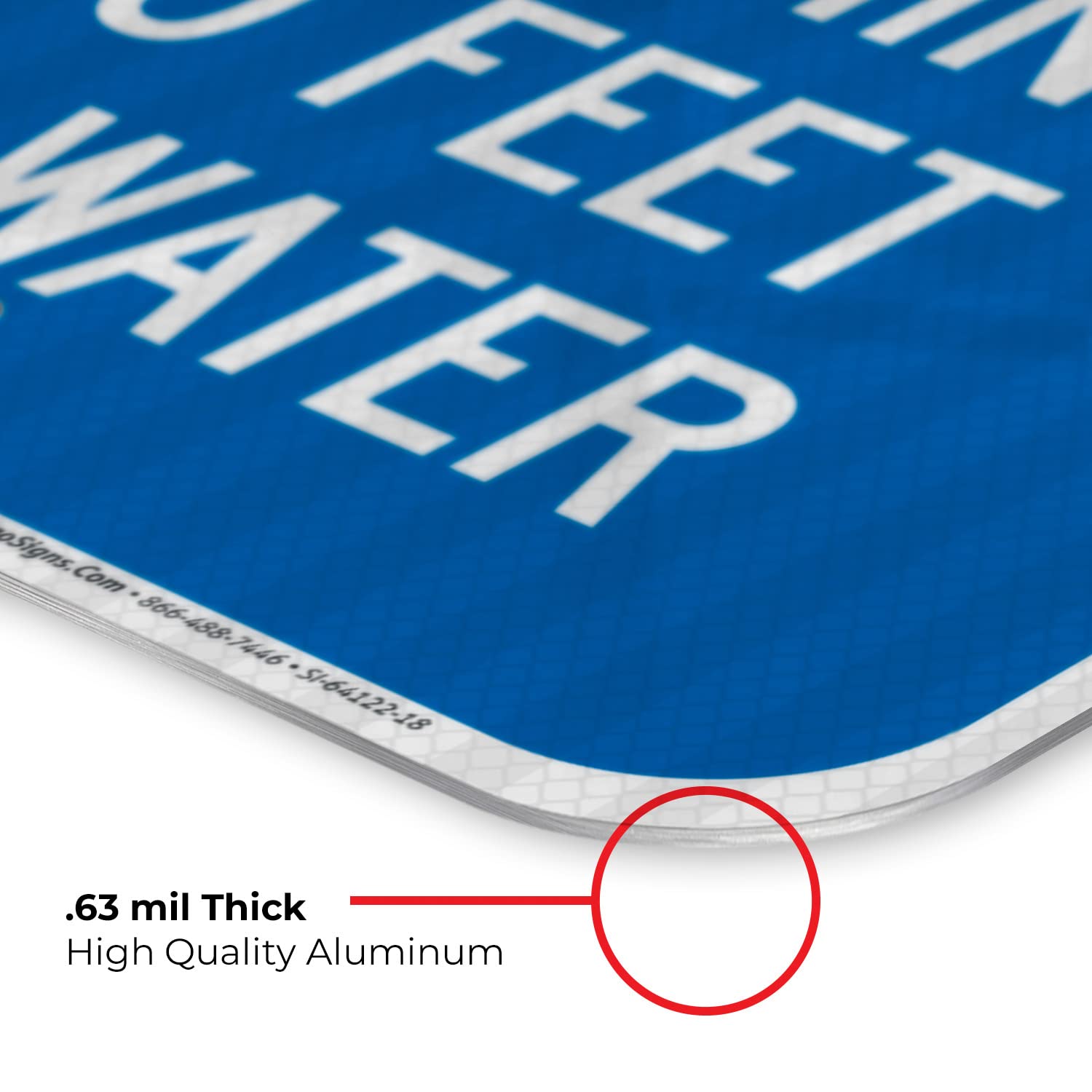 Children Under Nine Must Wear Life Jacket Within 50 Feet of Water Sign, 12x18 Inches, 3M EGP Reflective .063 Aluminum, Fade Resistant, Made in USA