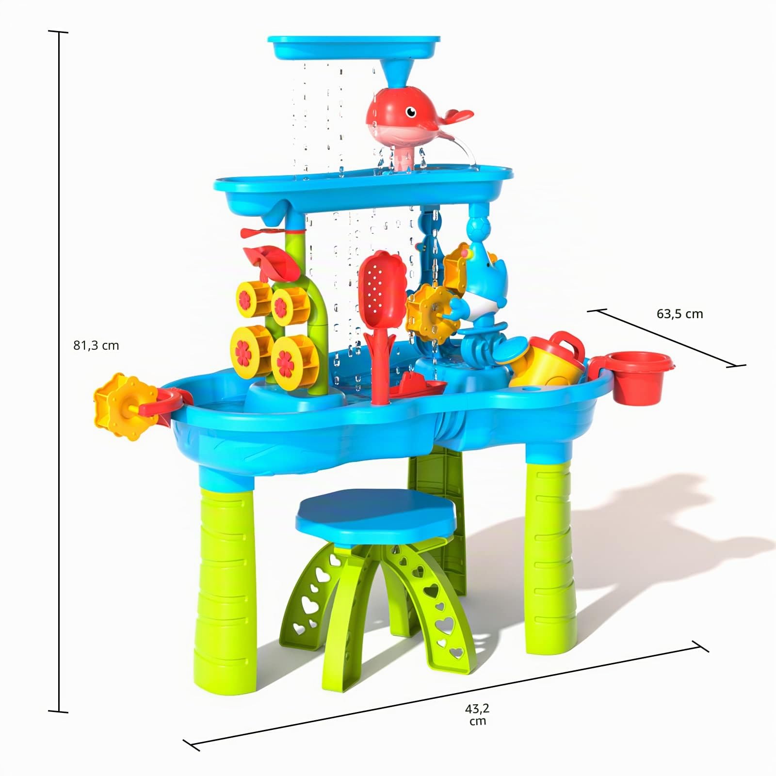 Doloowee Table à sable et à eau, table de jeu pour tout-petits avec de nombreux accessoires, jouets de jardin d'extérieur pour garçons et filles de 3, 4, 5, 6 ans