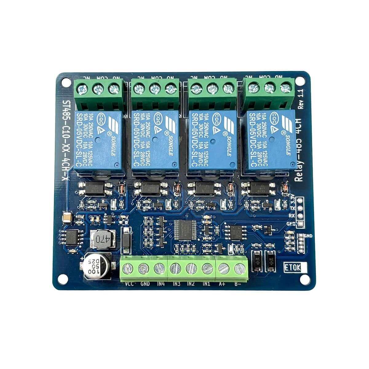 ST485-C10-05-4CH-B -5 To 24V 4 Channel Relay Module With Modbus RTU ...