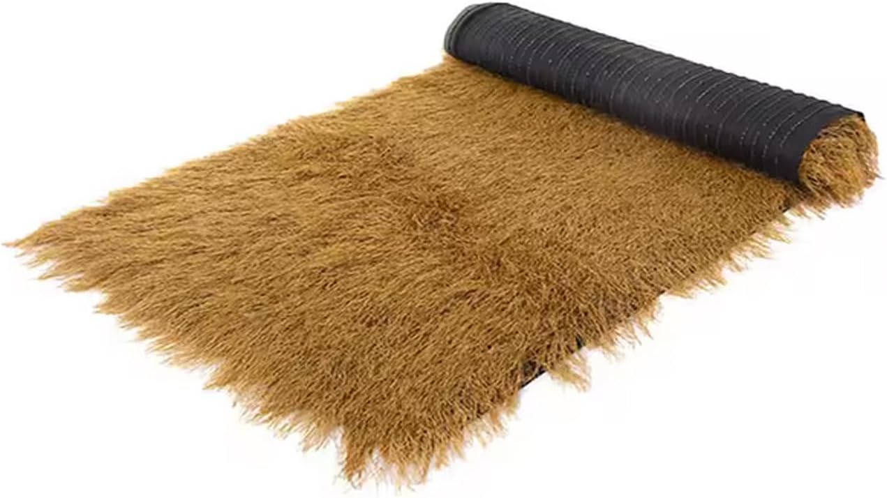 Synthetic Thatch Roofing, Waterproof Blind Grass Fake Straw Roll for Tiki Bar Fence & Beach Decor - Yellow 39.4x39.4 in