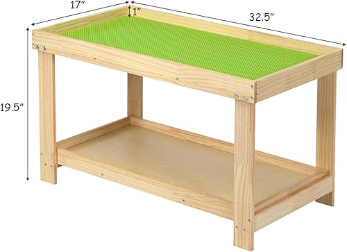 Miniatura 3 de Costzon Mesa de actividades 2 en 1 para niños con almacenamiento, tabla de bloques de construcción patentada con tablero para dibujar ladrillos,