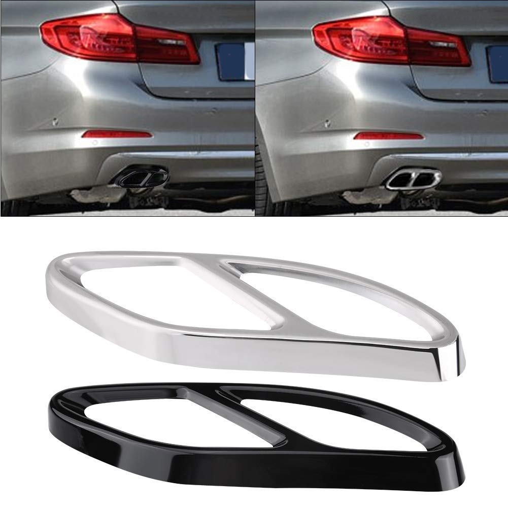 Embellecedores de escape, cubierta del tubo de escape 1 par de embellecedores de la cubierta del tubo de escape del silenciador de escape para Mercedes-Benz GLC C Clase E C207 Coupe 14-17(Plata)