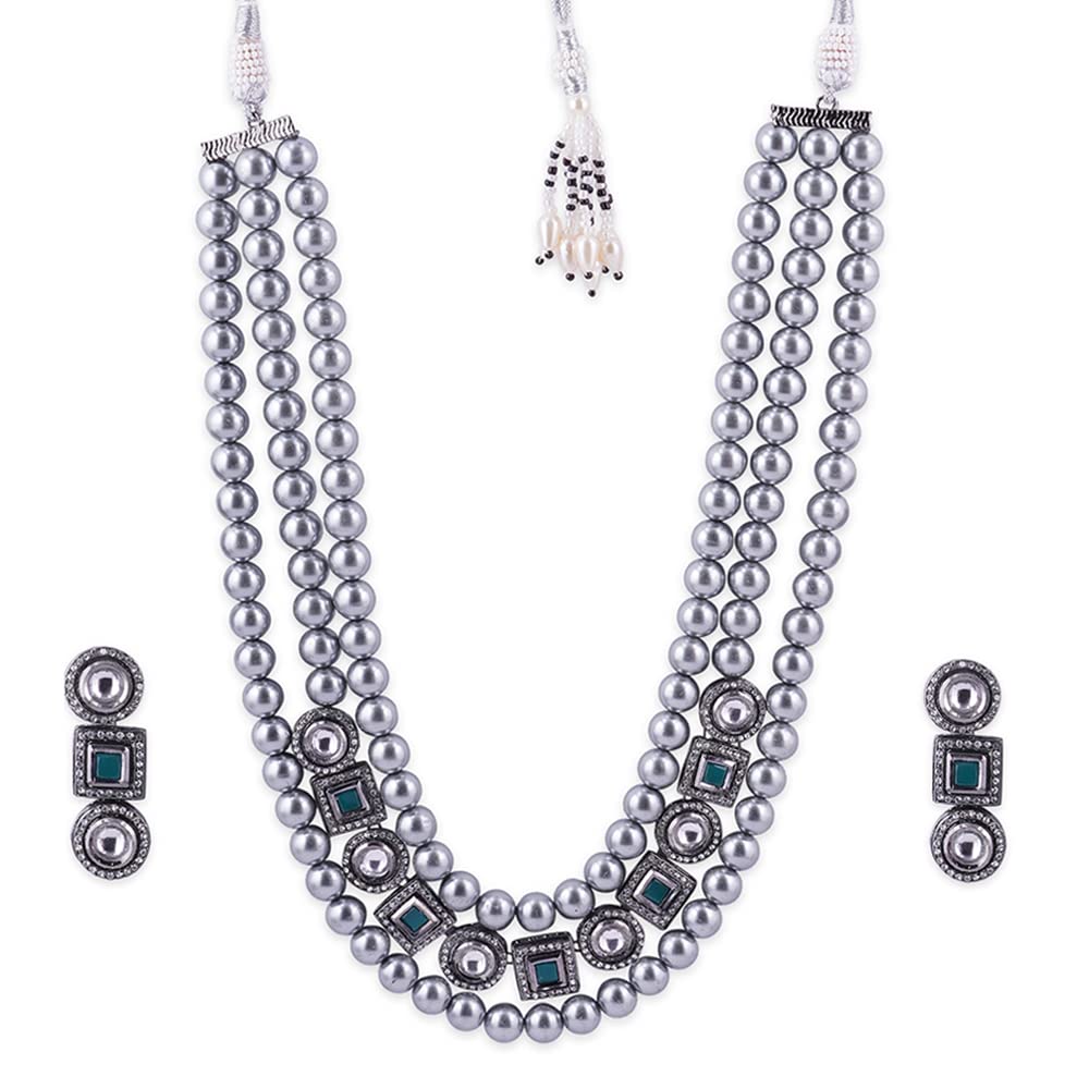 Binni s Wardrobe Womens Binnis Wardrobe Silver-Toned German-Silver Layered Jewellery Set (Necklace, Earings) (B0C5N2CFMX) Amazon Price History, Amazon Price Tracker