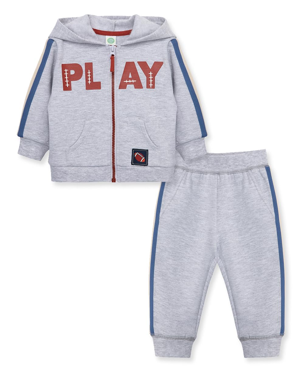 Little Me Clothes for Baby Boys' Athletic 2-Piece Hoodie Set, 12M Grey