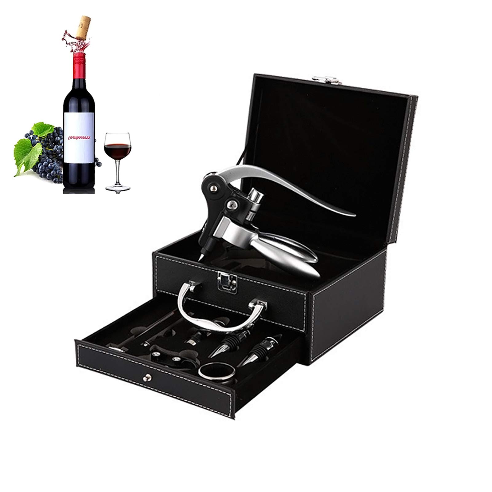 Weinöffner Set Mit Korkenzieher, Belüfter, Vakuumverschluss & Folienschneider – Komplett In Geschenkbox