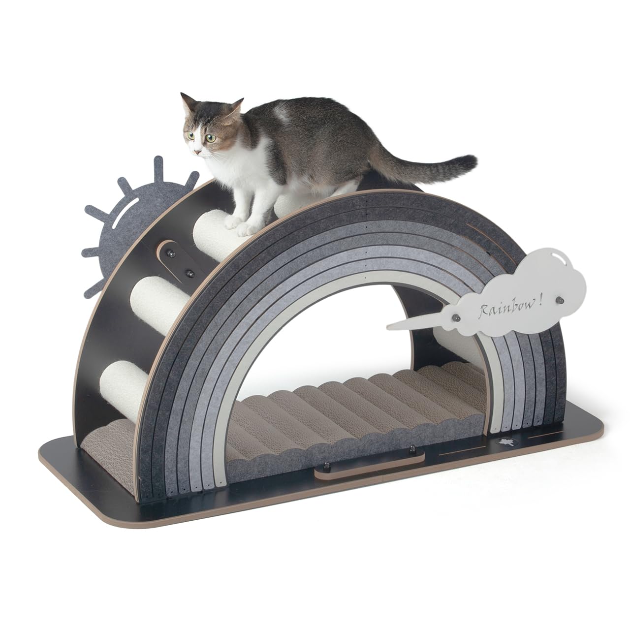 CanadianCat Company | Design-Kratzmöbel Rainbow - grau | Kletter-Bogen mit Kratzbrett | 105 x 45 x 55 cm