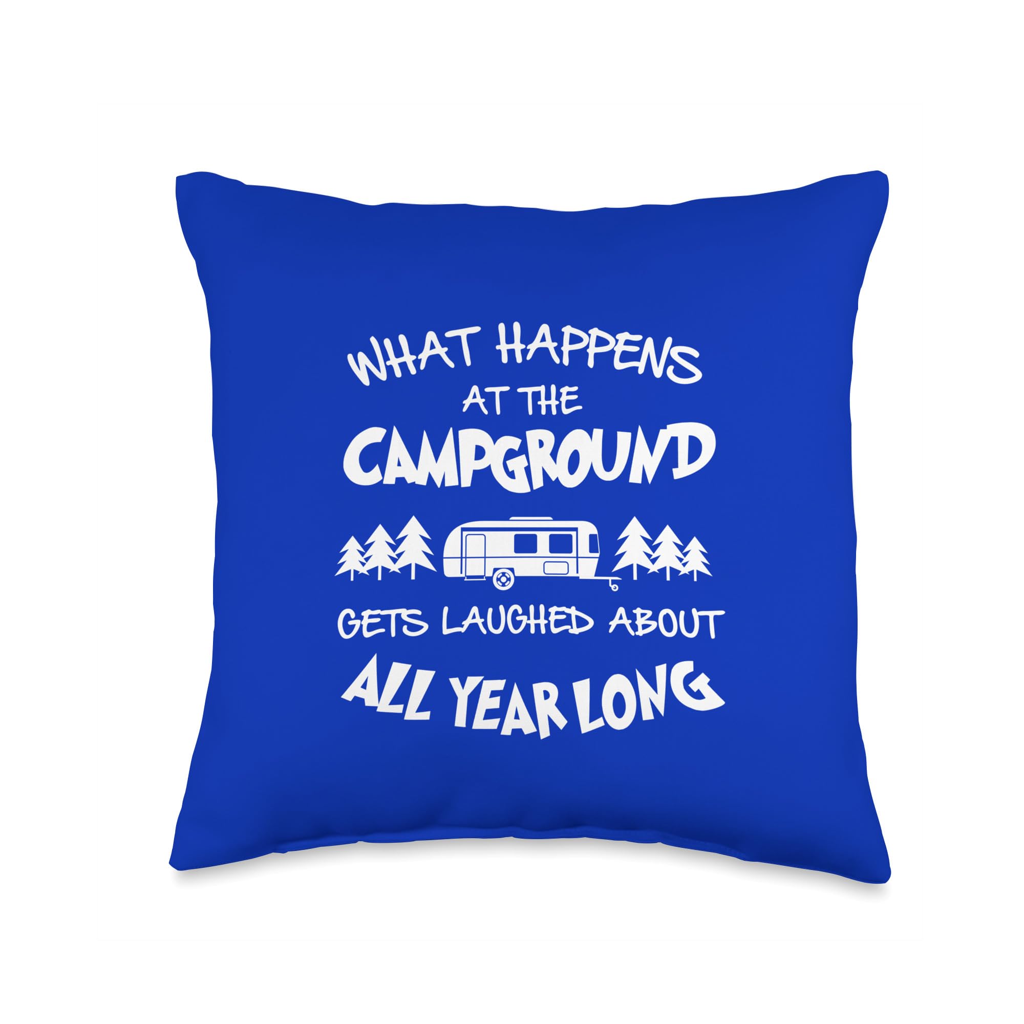 What Happens at The Campground Throw Pillow, 16x16, Multicolor