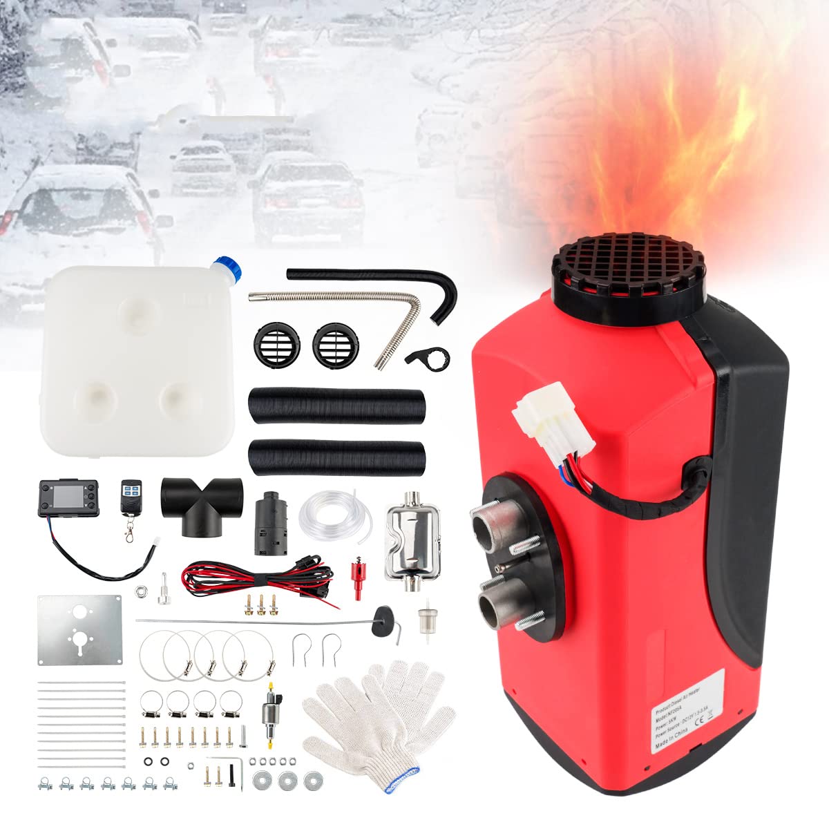 12V 8KW Air Diesel Heater przenośny zestaw ogrzewania postojowego z tłumikiem zdalny wyświetlacz LCD, ciche ogrzewanie Diesel do samochodów ciężarowych łodzi autobusów przyczep kempingowych kamperó
