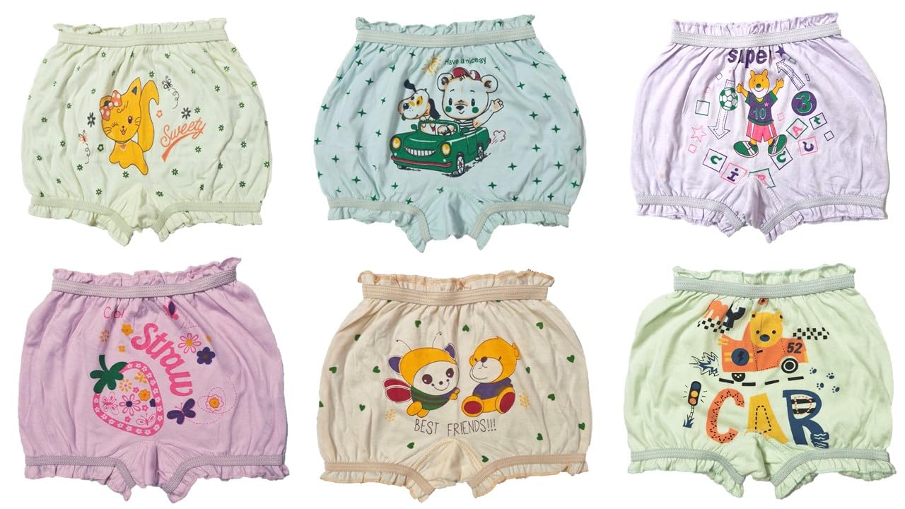 Unisex Baby Kids 100% Cotton Cartoon Bloomers Panties Chaddi | Soft Comfortable Skin Friendly Underwear Briefs Boxers for Boys Girls | Multicolor Unisex Baby Kids 100% Cotton Cartoon Bloomers Panties Chaddi | Soft Comfortable Skin Friendly Underwear Briefs Boxers for Boys Girls | Multicolor