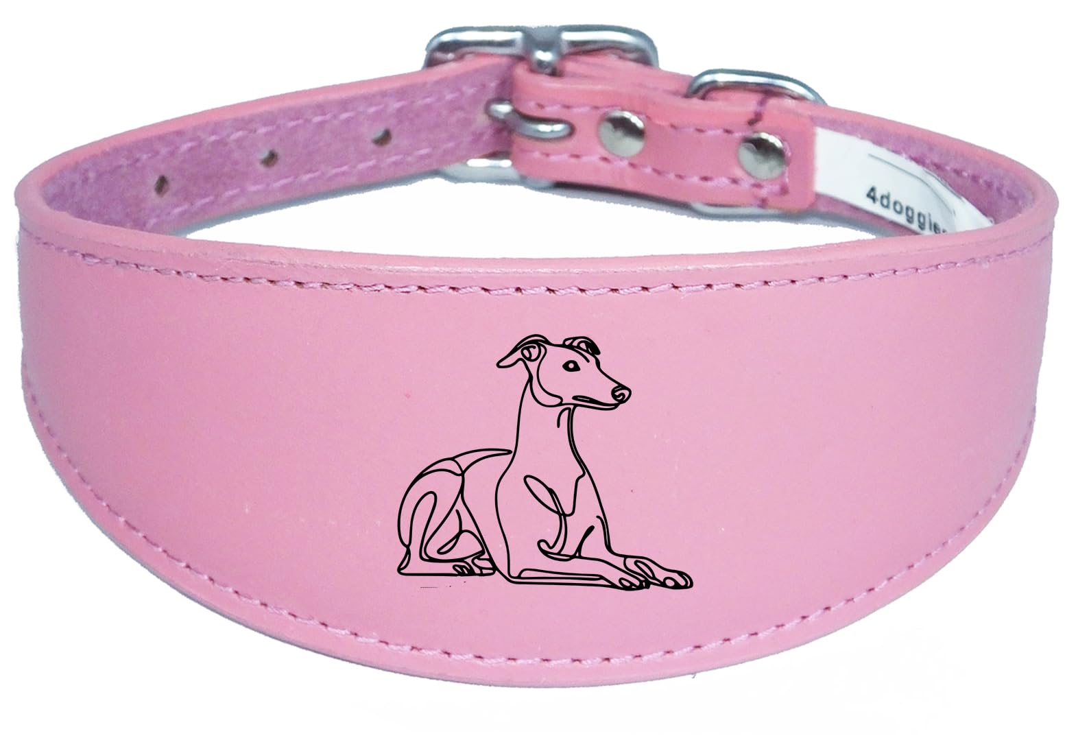 Sighthound Collar, Luxury Padded Leather, Handmade, for Greyhound and Whippet NL32