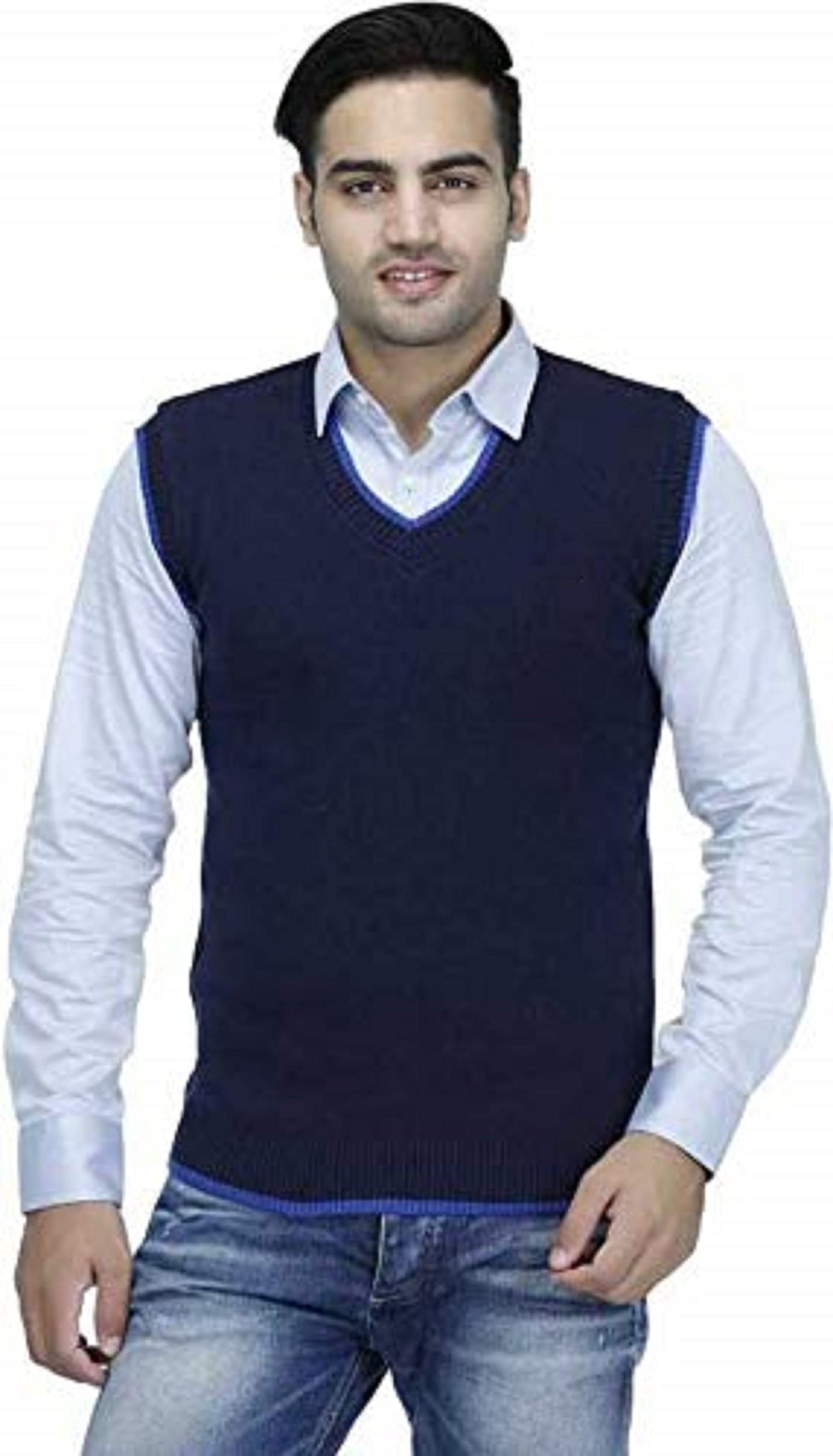 evershyne wears Men's Regular Fit Winter Wear Woollen Half Designer V-Neck Sweater for Men Availabel Size M=38,L=40,XL=42-picture-55