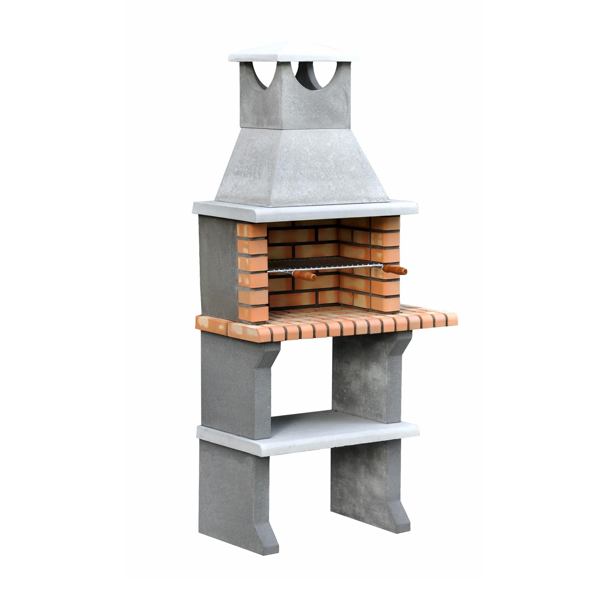 MOVELAR - Barbacoa de Obra Prefabricada de Leña y Carbón Modelo Luna Plus XL (Gris, Naranja - 95 x 47 x 190 cm) REF: 3541 - Cocina de Exterior Compacta para Jardín, Terraza o Patio