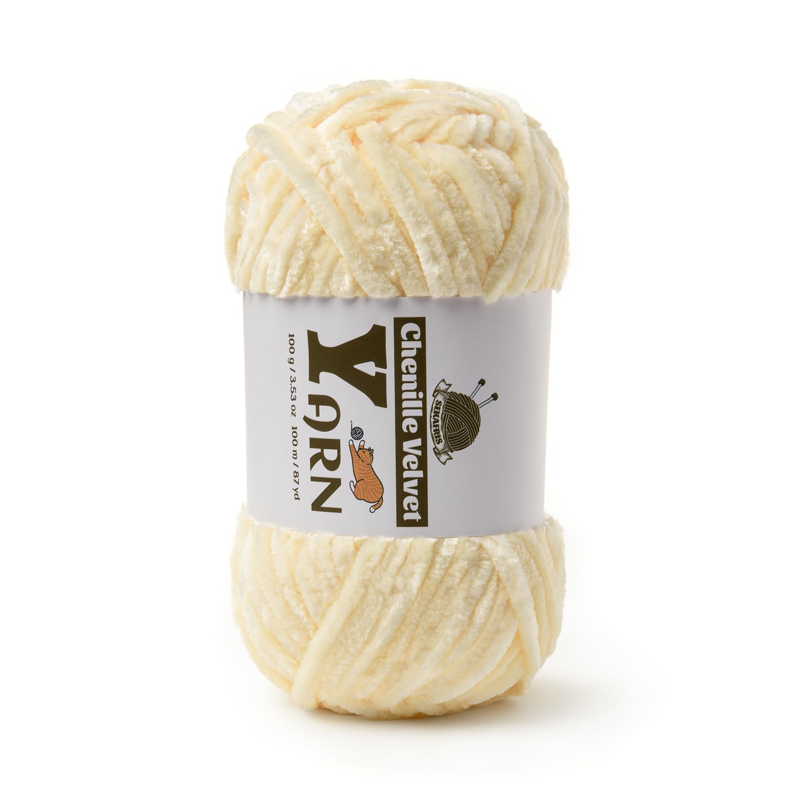 Chenille Crochet Milky White Yarn 2 Pack