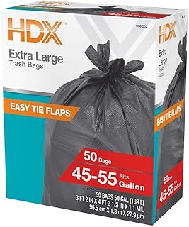 HDX 50 gal. Black Wave Cut Trash Bags (50-Count) (Packaging may Vary)